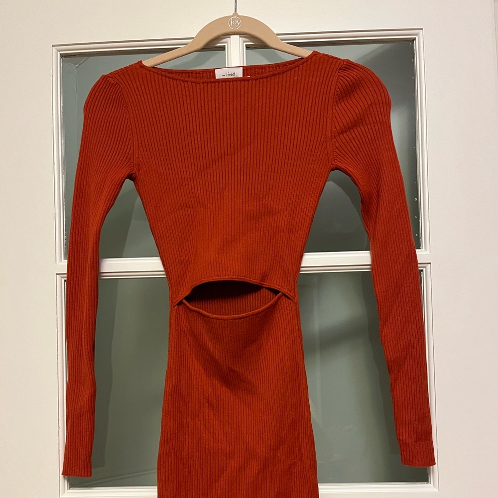 Aritzia Wilfred Cutout Knit Longsleeve Mini Dress Sz XXS